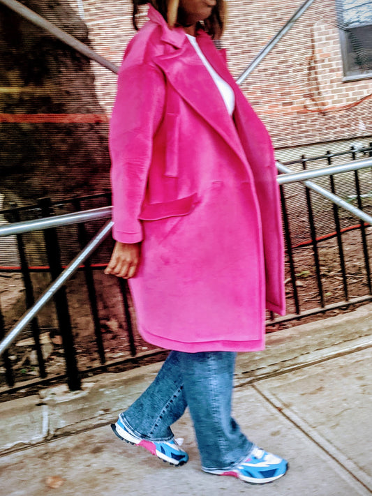 Faux Suede Hot Pink OVERSIZED Coat