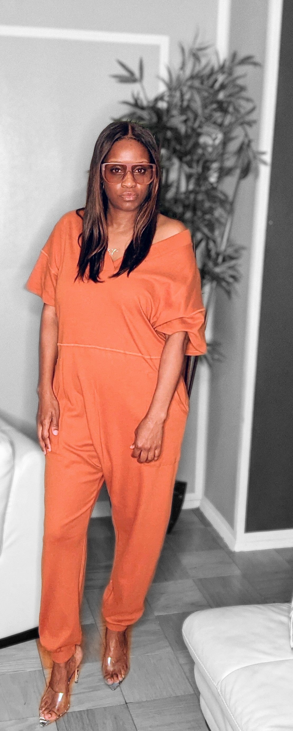 Too Lazy Cognac Jumpsuit