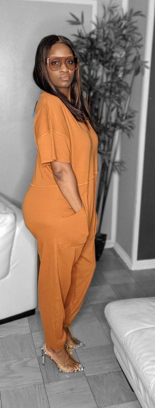 Too Lazy Cognac Jumpsuit