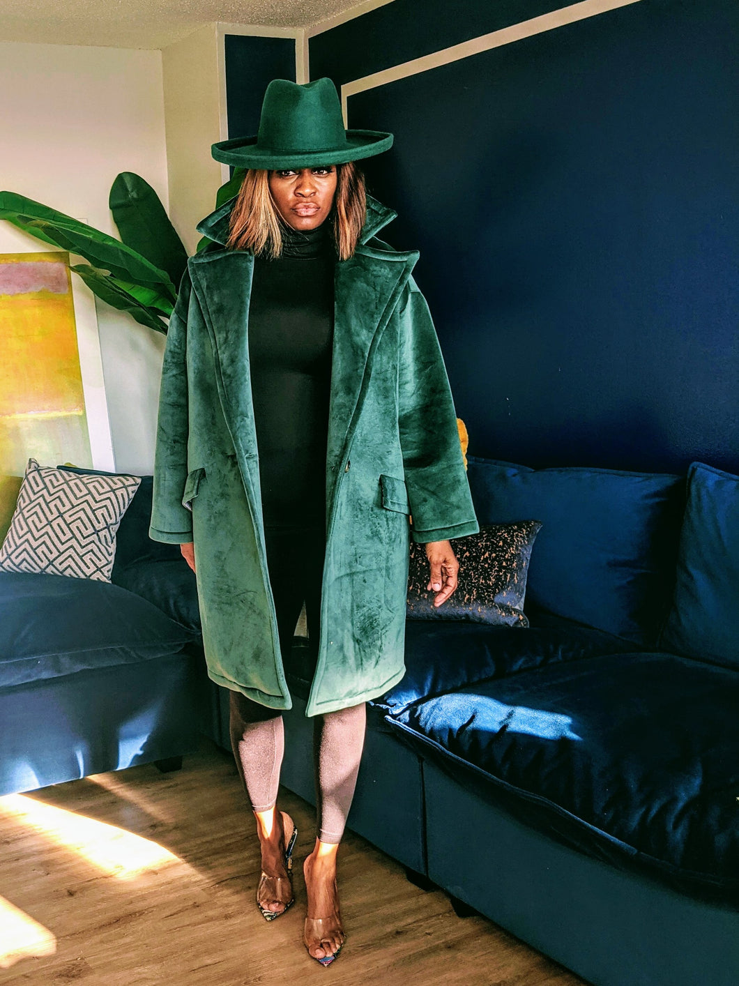 Faux Suede Emerald Green OVERSIZED Coat