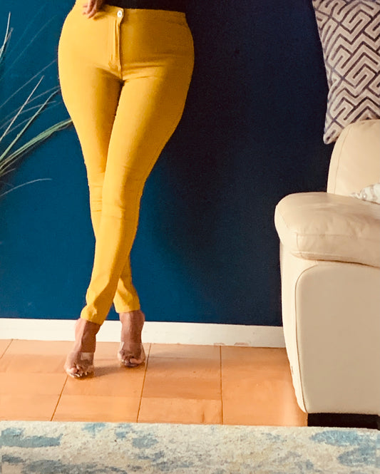 Fit like a Glove High Waist Pants- Mustard