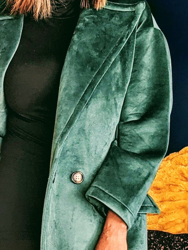 Faux Suede Emerald Green OVERSIZED Coat